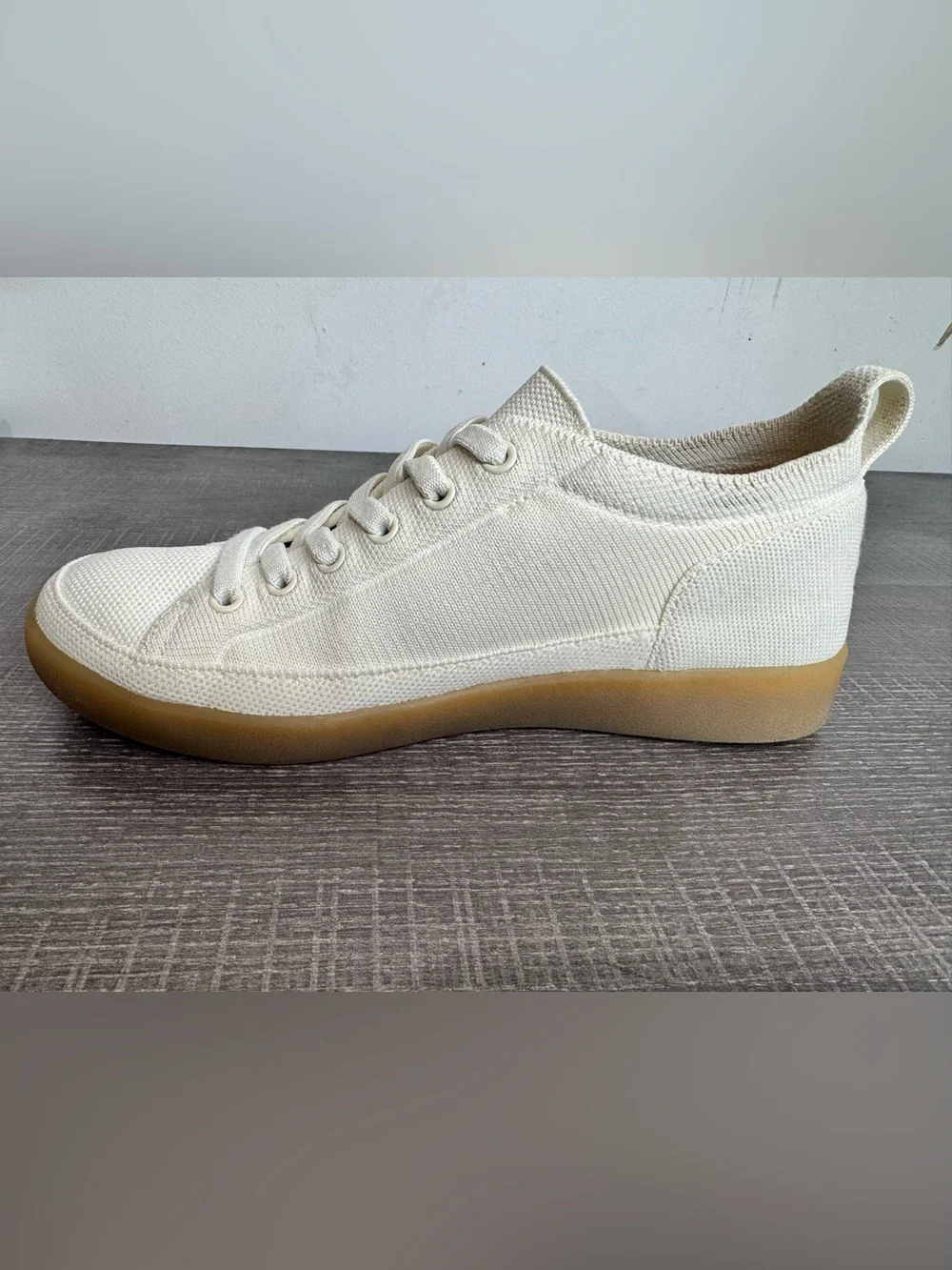 Vionic Cream Canvas Lace-Up Flats with Gum Soles